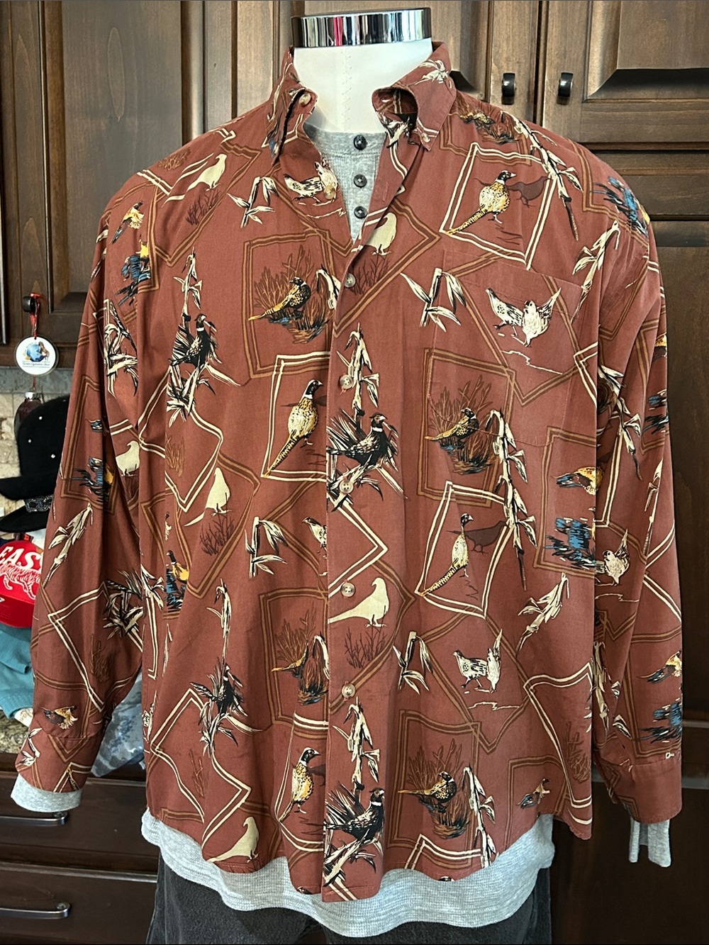 90’s SUMMA Sz XL Rust Pheasant Print Shacket Jacket - Hunting